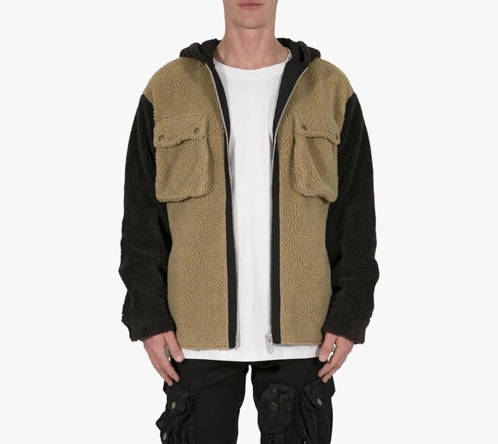 New MNML two tone Sherpa zip up hoodie jacket